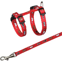 4x Trixie Kätzchengeschirr mit Katzenmotiv (23, 24, 25, 27, 28, 29, 30, 31, 32, 33, Katze, Allgemein), Halsband + Leine