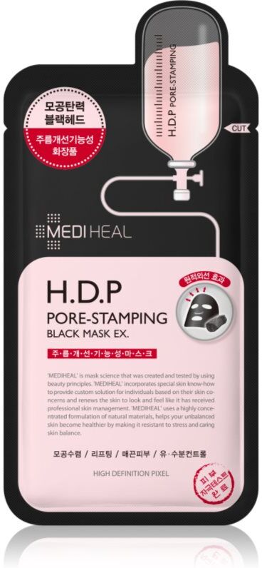 MEDIHEAL Black Mask H.D.P Pore-Stamping sheet mask to tighten pores 25 ml