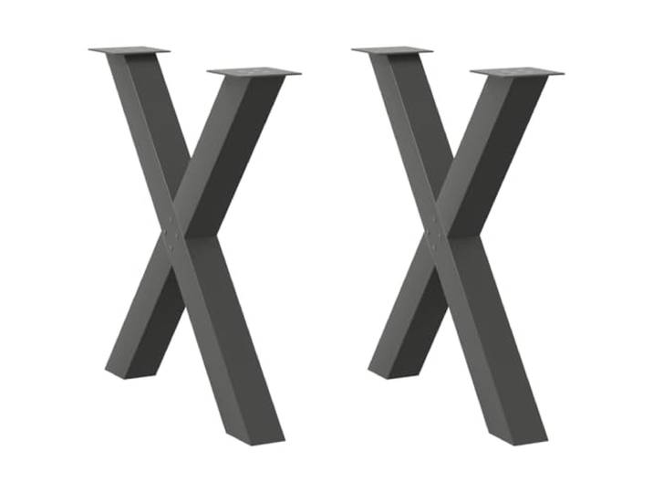 HGDFWRQW Tischgestell X-Form 2er Set Anthrazit 80x72 cm Metallkufen Stabile Unterkonstruktion für Esszimmer und Büro mit verstellbaren Bodengleitern zum Ausgleich unebener Untergründe.