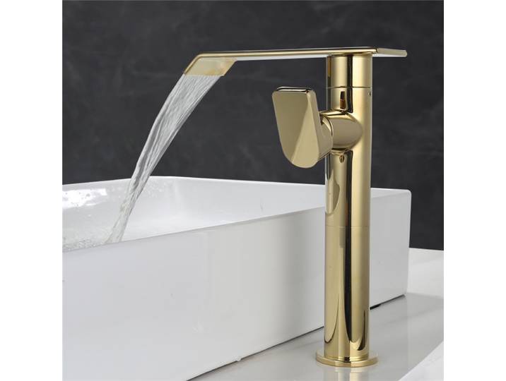 Robinet de salle de bain rotatif à 360° en laiton doré brossé, robinet cascade noir pour lavabo, robinet de lavabo chaud et froid