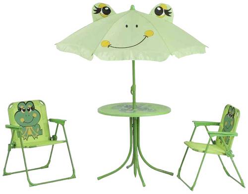 Siena Garden 672614 Froggy Kindersitzgruppe 4 tlg. Gestell Stahl grün, Fläche 100% Polyester grün