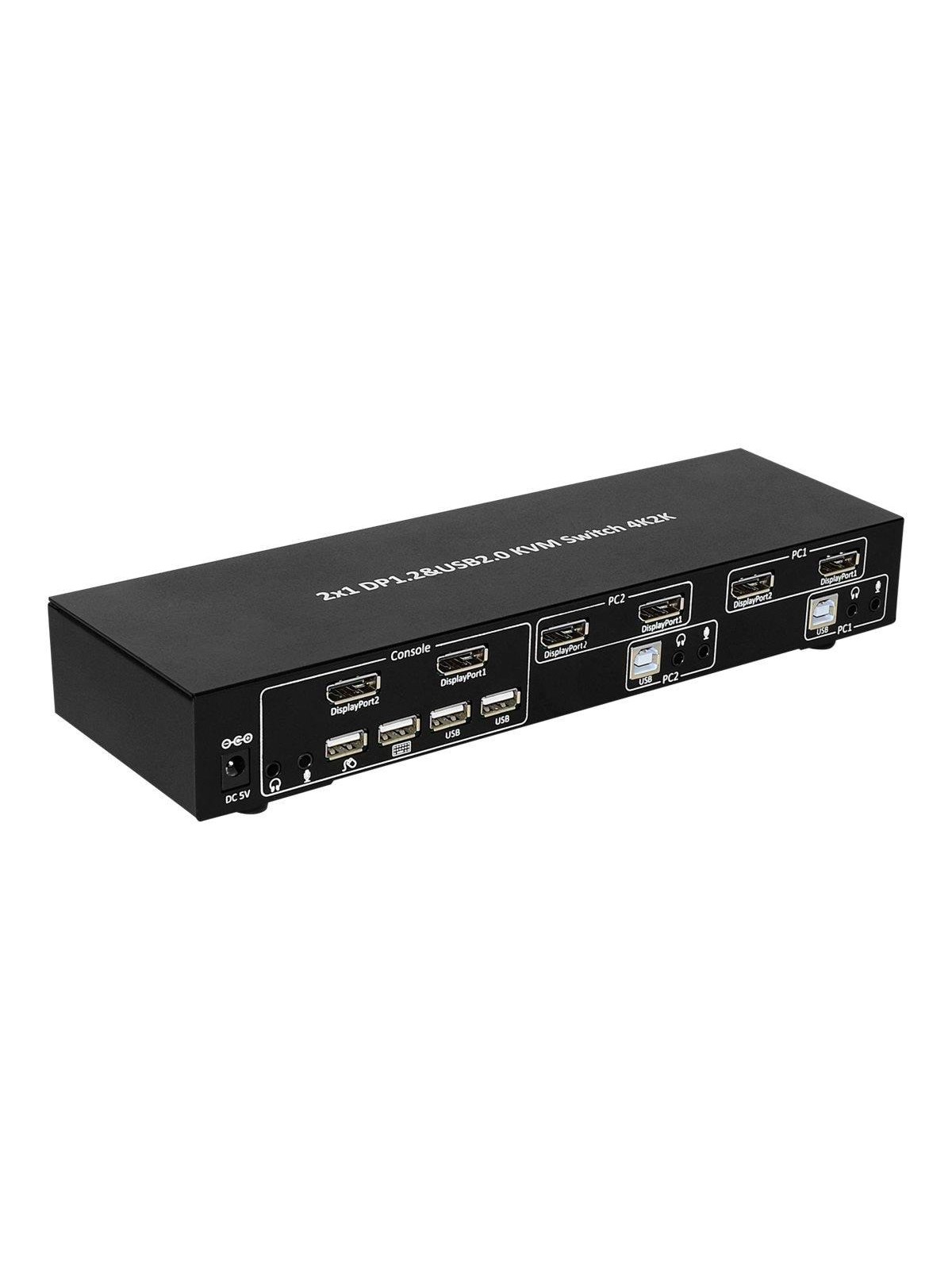 IC INTRACOM techly 2-Port DisplayPort1.2 Dual-Monitor KVM Switch