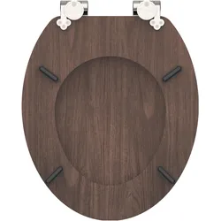 Schütte, WC Deckel, WC Sitz Holz MDF WC-Sitz DARK WOOD Absenkautomatik 80193 Braun