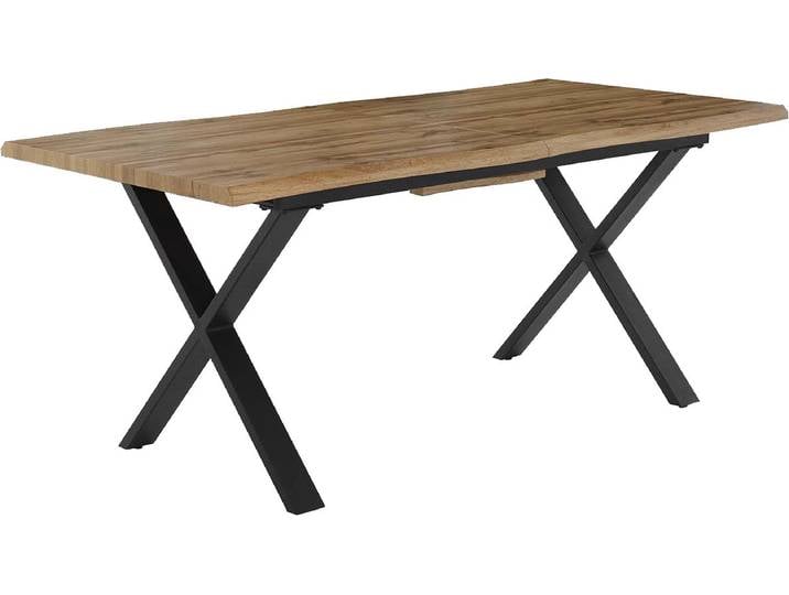 Esstisch JOCKENHÖFER GRUPPE Martin , schwarz (schwarz, wildeiche hell), B:180cm H:76cm T:90cm, Tische, Esstisch, Ausziehtisch in Baumkantenoptik, 2 Größen