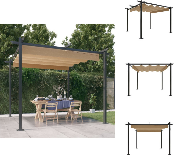 vidaXL Pavillon mit Ausziehbarem Dach 3x3 m Taupe - Pavillons & Partyzelte