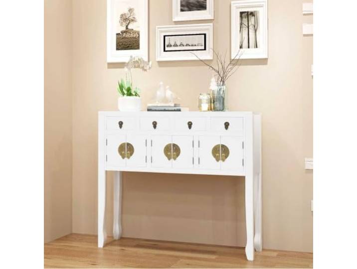 HEFZGDB Massivholz Sideboard TV-Schrank mit 4 Schubladen und 3 Fächern im klassischen asiatischen Design als chinesischer Stil Sideboard Massivholz für Wohnzimmer und Flur
