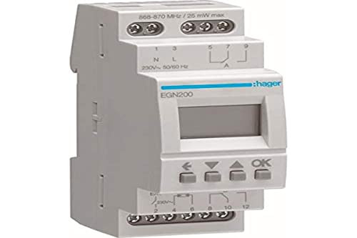 Hager Digitale multifunctionele programmeerbare tijdrelais EGN200 met Bluetooth, 2-kanaals