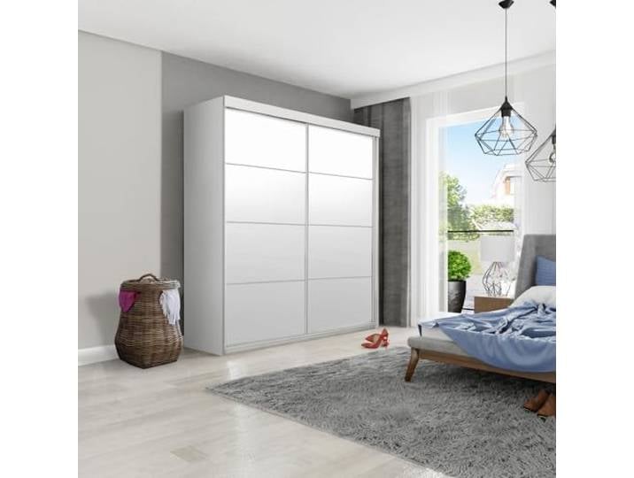 KIER FURNITURE Schiebegarderobe - Schrank Schlafzimmer – Schlafzimmerschrank – Wardrobe Bedroom – Kleiderschränke – Kleiderschrank Weiß – 150x200x62 cm