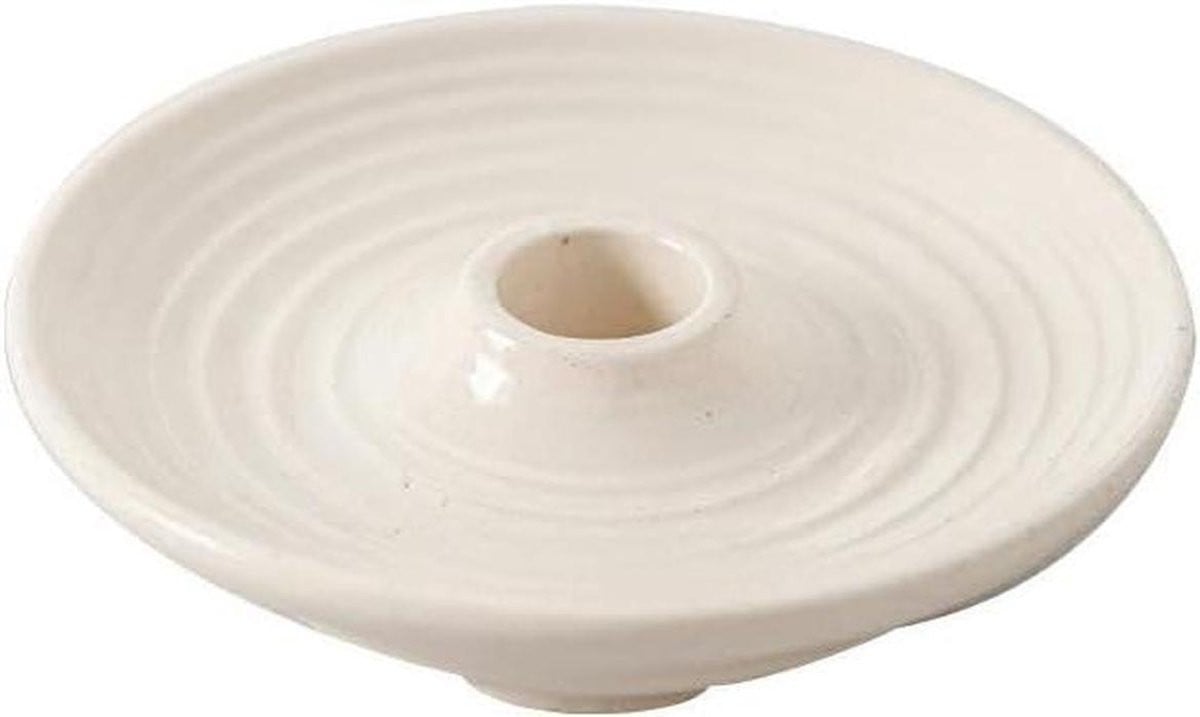 Keramische Kandelaar met Metalen Basis voor Sfeervolle Decoratie - 13,6 x 3,9 cm