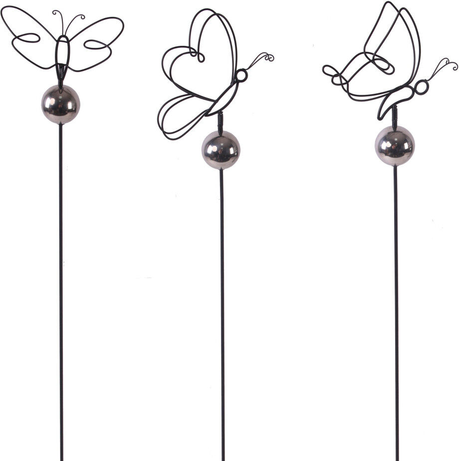 TrendLine Gartenstecker Schmetterling Metall 115 x 20 cm 3-fach sortiert