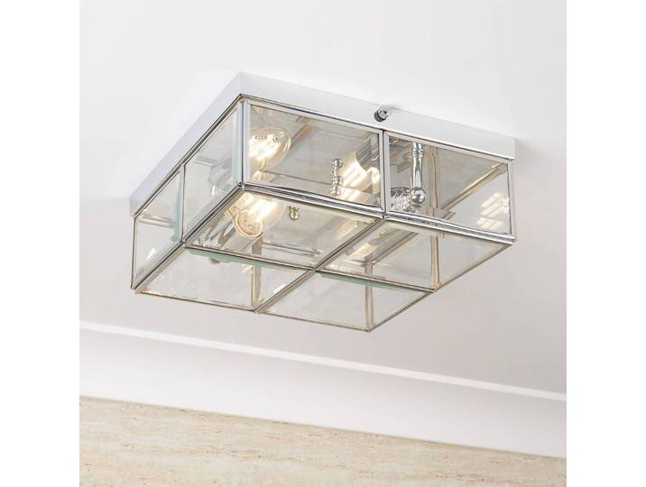 Searchlight Deckenlampe Pisa, dimmbar, chrom / silber, für Wohn- / Esszimmer, Glas, Deckenlampe