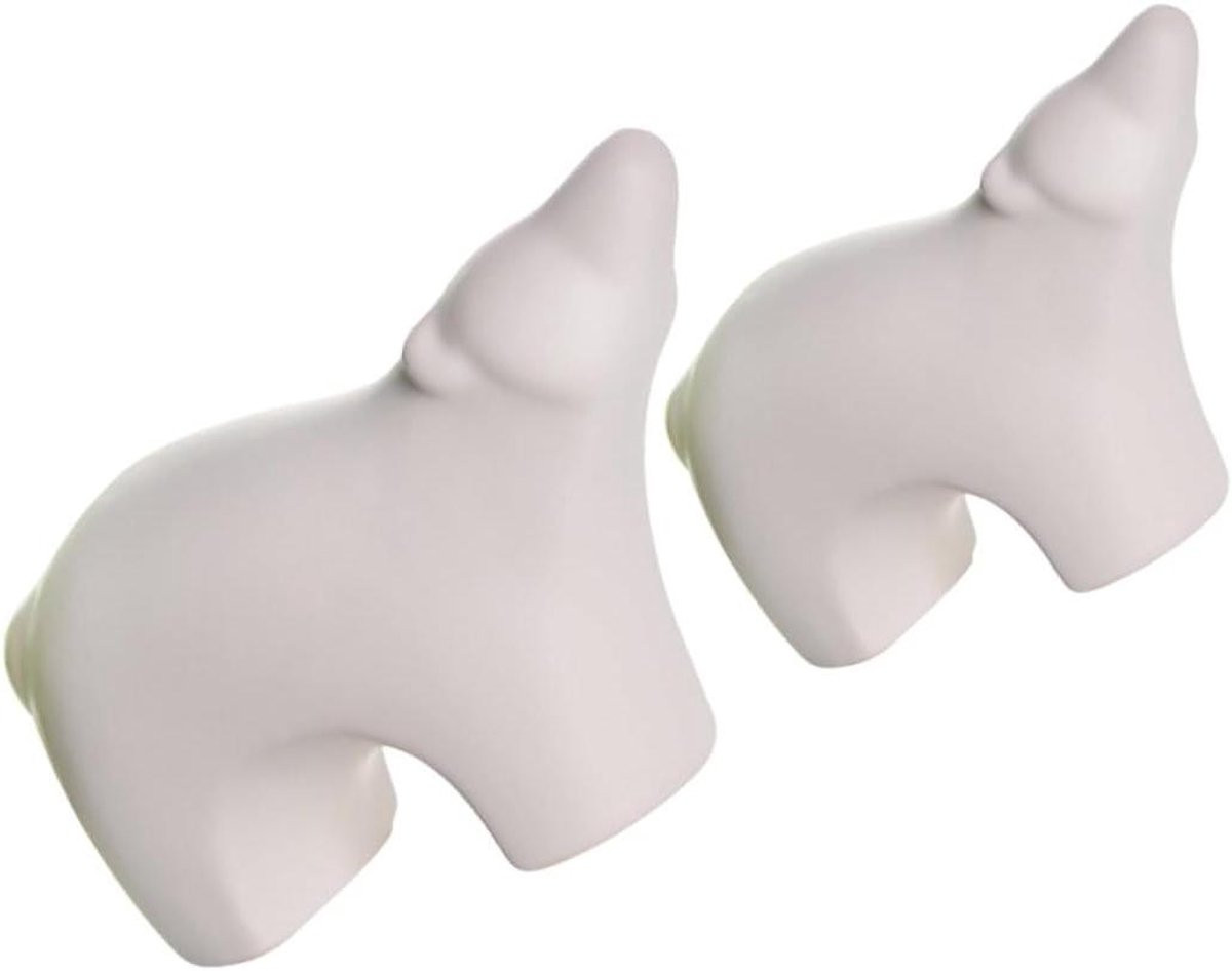 Set van 2 witte keramische ijsbeer beelden voor moderne decoratie