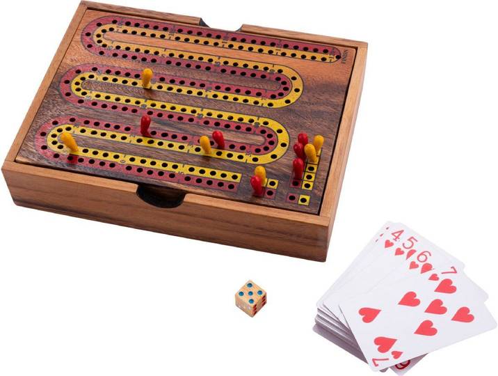 Engelhart Cribbage - Houten Kaartspel - Acaciahout - 52 Kaarten & Pinnen