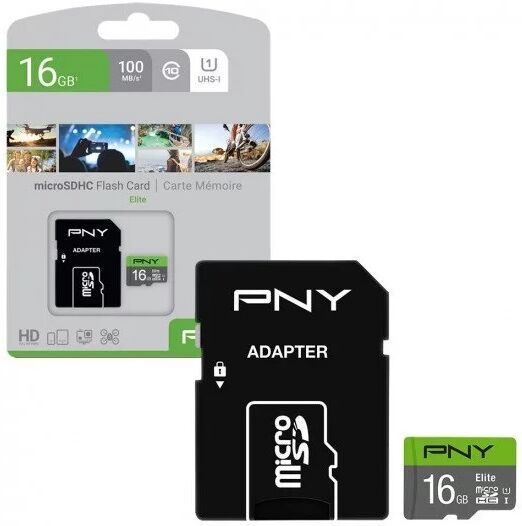 Cartão de Memória MicroSDHC 16GB (Classe 10) + Adaptador - PNY