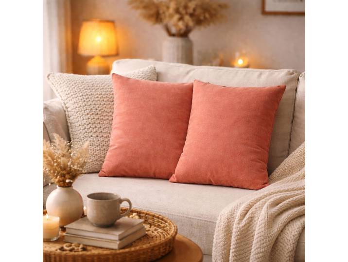 Coussin décoratif Elmer ensemble de 2 Rouge/Corail 40 x 40cm Polyester
