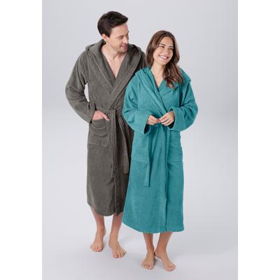 Unisex-Bademantel OTTO HOME "Regona, Hotelbademantel, Morgenmantel, Standardlänge & Überlänge" Gr. 4XL, blau (petrol), 4XL, N-Gr, Veloursfrottier, Hausmäntel, Damen & Herren, mit Taschen, flauschig, weich, Velours, Sauna & Spa