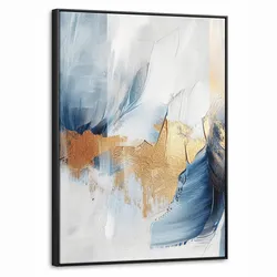 LEINWAND Bilder mit Rahmen - Gold - Blau - Aquarell - Kunst - Modern - 60x80