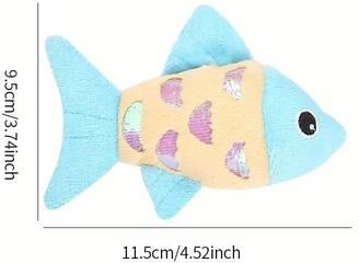 Uplift Treasures Colorful Fish Catnip Kicker Toy With Crinkle Paper blue