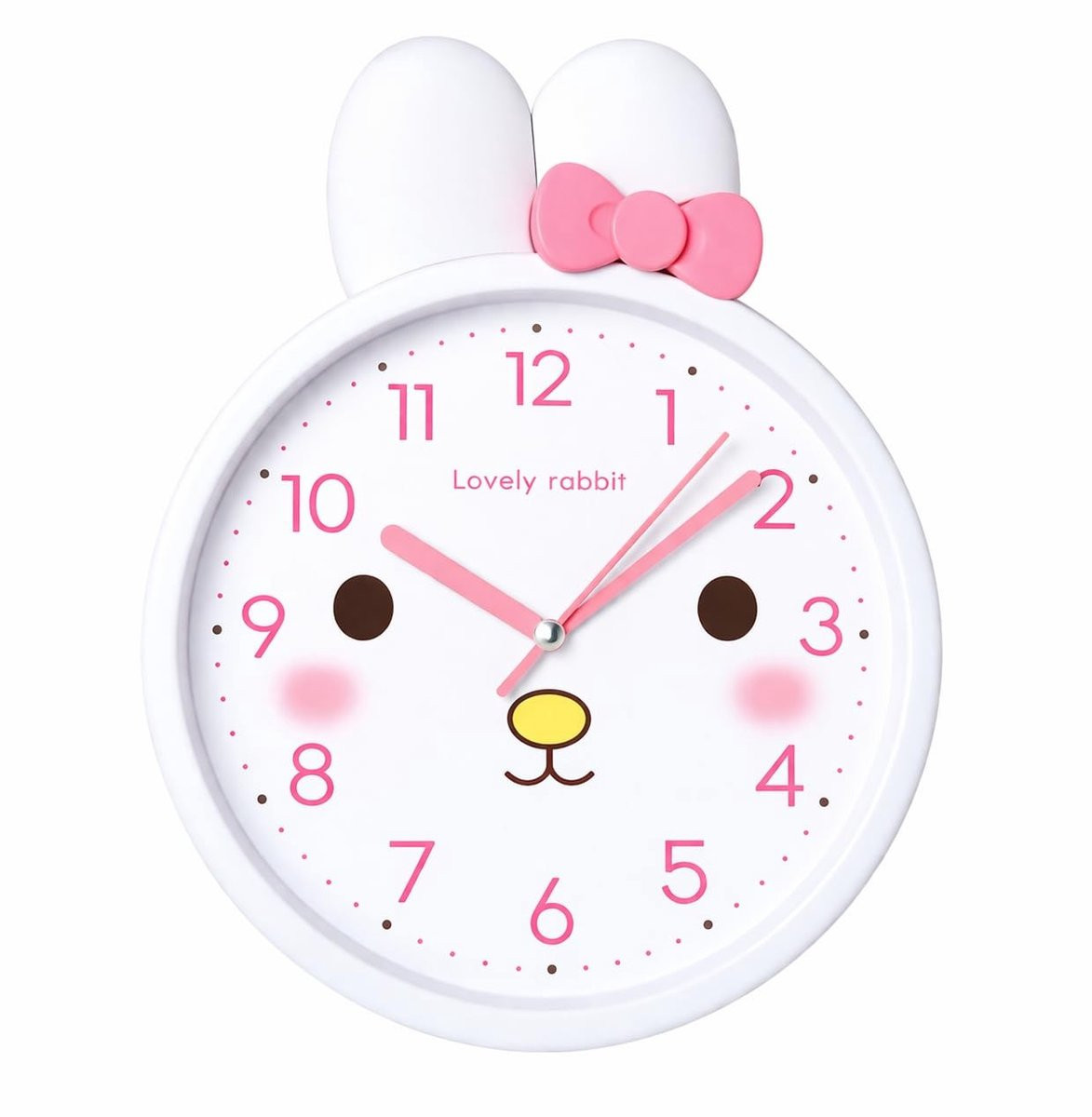 Omgoods JRose Schattige Konijn Wandklok voor Kinderkamers - Analoog - 25 cm