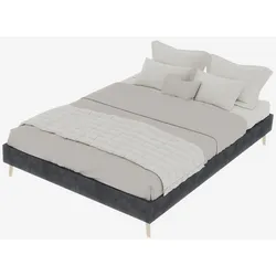 STILVORA Modernes minimalistisches Bettgestell 140x200 cm in Grau aus niederländischem Velvet-Material für ein modernes Schlafzimmer