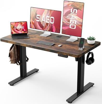 SIAGO Electric Standing Desk Height Adjustable Computer Desk with Cable Management & Spacious Work Surface