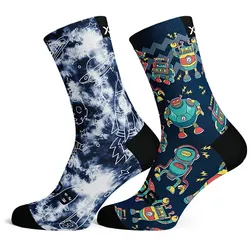 SOX FOOTWEAR Kinder Socken Doppelpack Robots & Galactic Crew Socks | X