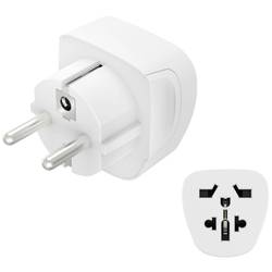hama 00223456 Reiseadapter Typ E und F, 3-polig, universal, Welt nach Europa, Weiß