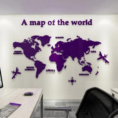 Uplifted Finds 3D Acrylic Crystal World Map   Modern Solid Color Wall Decoration purple 2xl