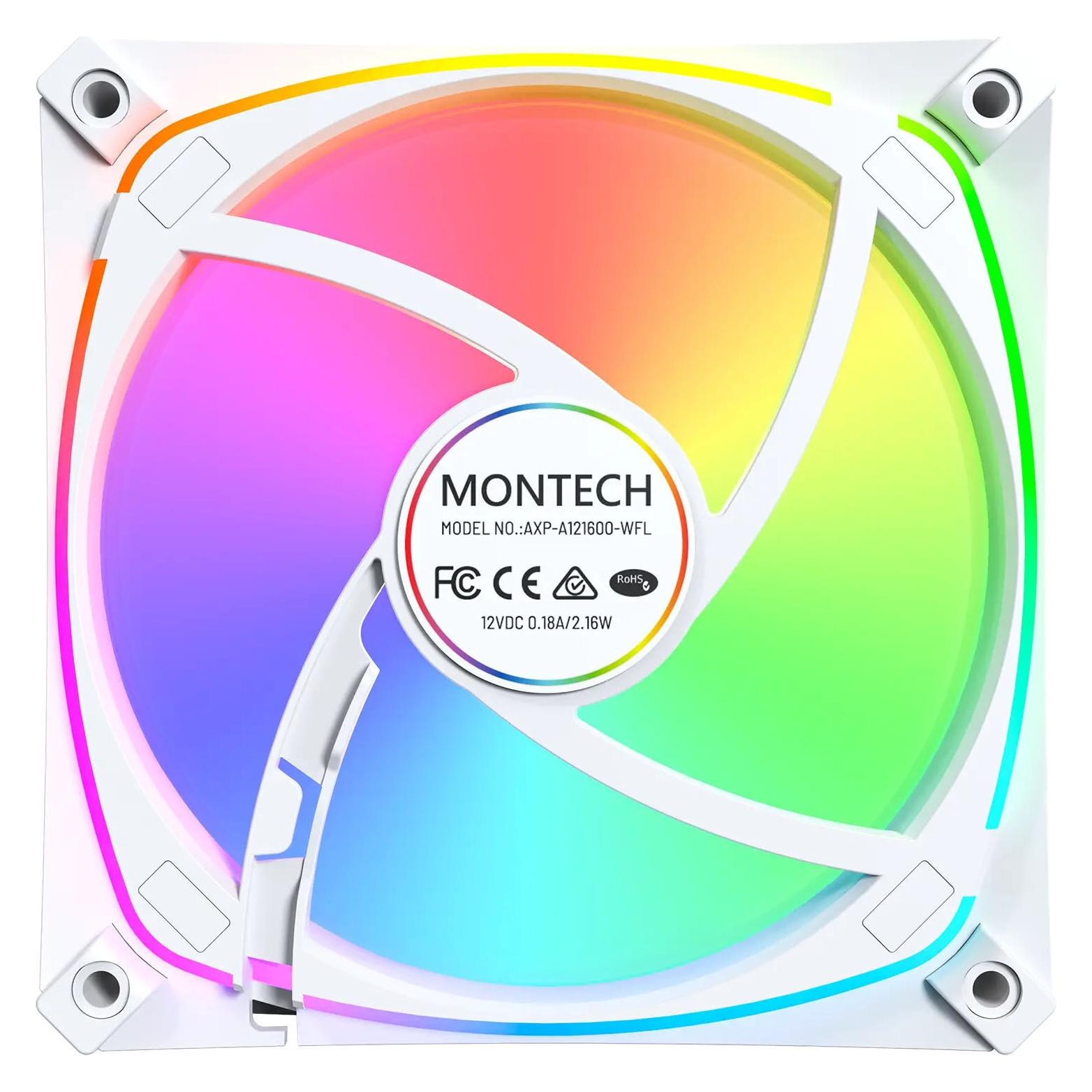 Montech AX120 PRO PWM-Lüfter, DRGB - 120mm, weiss (120 mm, 1x) (AX120 PRO WHITE)