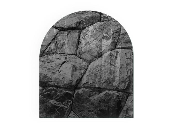 Tulup Kaminbodenplatte 80x70 cm - Natursteinmuster, Grau, Glas, Rechteckig, 80x70x0.4 cm, Elektrogeräte, Heizgeräte, Elektrokamine