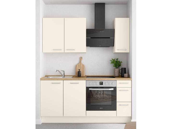 Küchenzeile High-Line Touch Variante A 180cm Ausrichtung rechts Beige/Magnolia/Eiche Sierra Dekor AEG