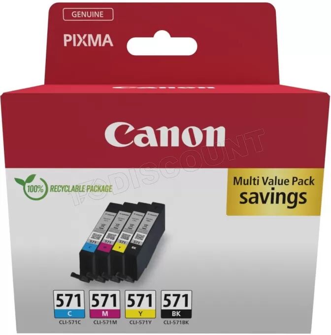 Pack 4 cartouches d'encre Canon CLI-571 (Couleurs + Noir)