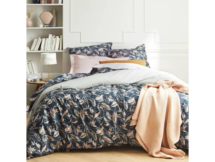 Parure de lit Housse de couette 200x200 + taie carrée bleu