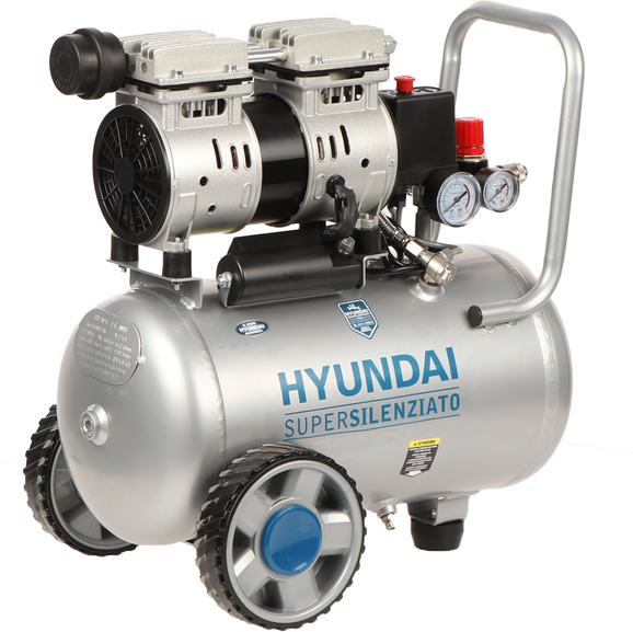 Hyundai 4J-750-24L - Compressore aria elettrico silenziato oilless 24 lt - motore 1 HP