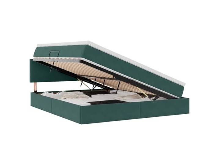 KKgypkn Samtpolster Bett 160x200 cm mit Matratze Dunkelgrün, Aufbewahrungsbett mit hydraulischem Hebesystem, modernes Samtbett mit Stauraum unter der Matratze, Elegantes Design