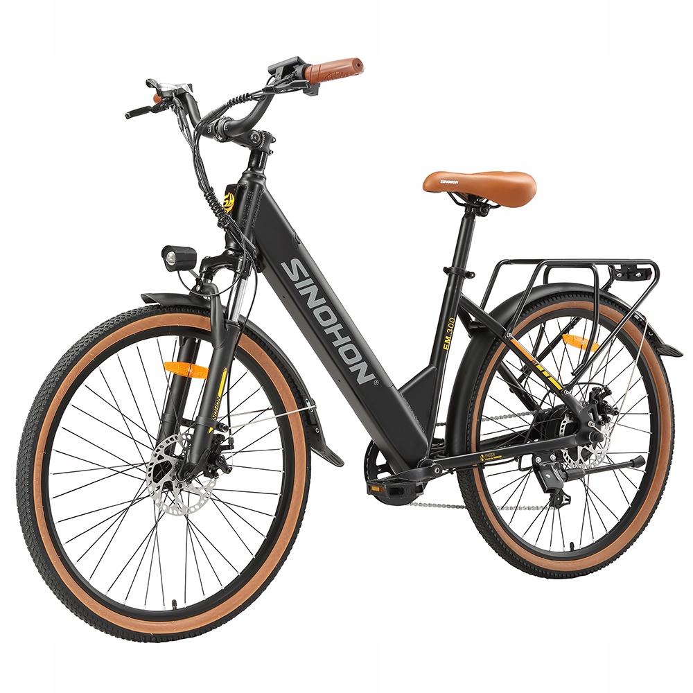 SINOHON EM300 26 Zoll Trekking E-bikes Elektrofahrrad 250W 36V 15.6Ah 25km/h 7-Gang Shimano - 100km Reichweite im PAS-Modus mit LED-Scheinwerfer