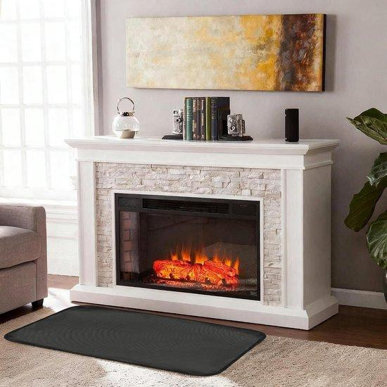 WAN Vuurvaste mat voor open haard - Hittebestendig glasvezel - Zwart - 100 x 60 cm