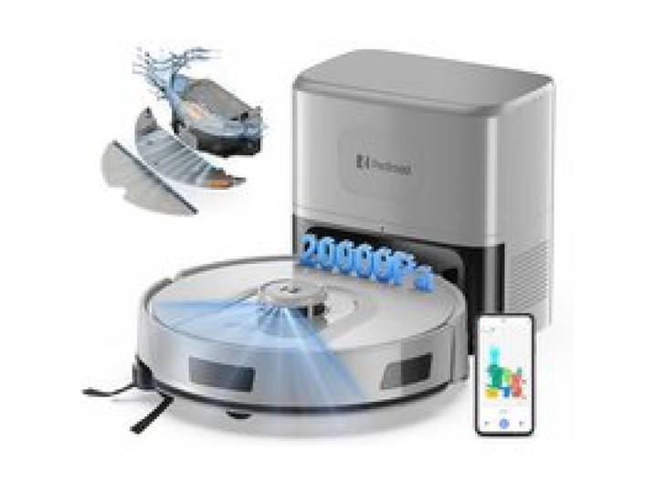 Aspirateur Robot Laveur 4-en-1 20000 Pa-Redroad R11-200min Autonomie Vidange Auto avec Navigation LiDAR Charge-Auto avec App-Gris