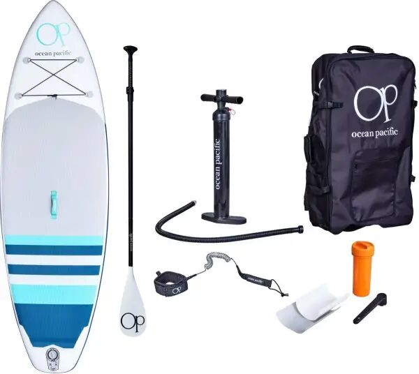 Ocean Pacific Sunset All Round 9'6 Aufblasbares SUP Board (Weiß/Grau/Petrol)