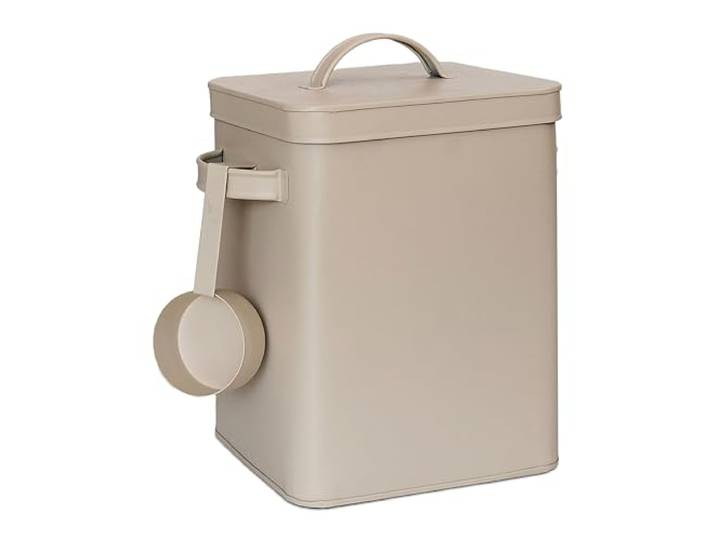Relaxdays Boîte métallique\, boîte de rangement hermétique de 6\,5 L avec doseur\, pour aliments et café\, beige