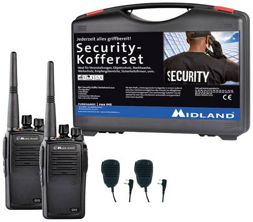 Midland G15 Pro NC PMR 2er Security inkl. SM 600-M C1127.S1 PMR-Handfunkgerät 2er Set