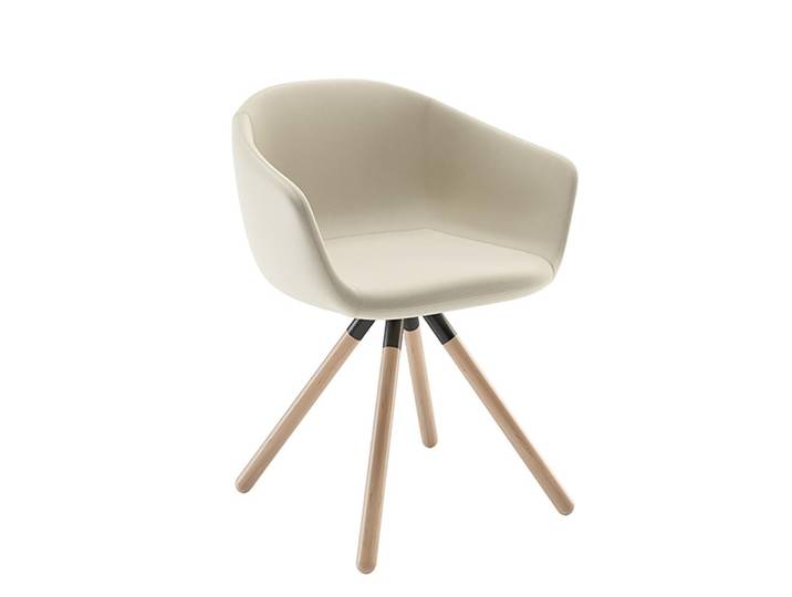 BBB ITALIA fauteuil LUCREZIA avec base pyramidale (Cat. G1 - Tissu et bois)