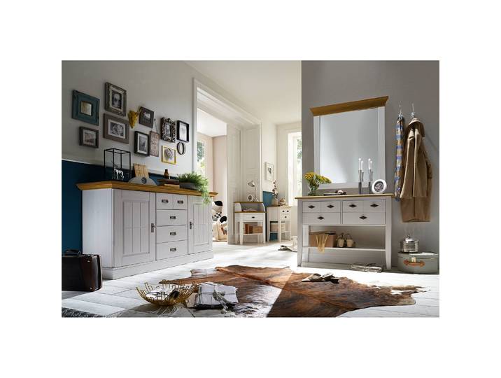 Console I 58cm Blanc/Marron/Epicéa blanc/Epicéa lessivé