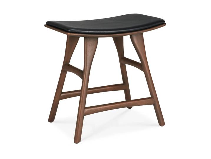 Ethnicraft Osso Hocker Teak-black leather