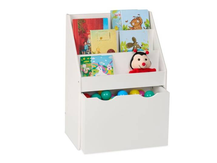 Relaxdays Bücherregal Kinder mit Spielzeugkiste