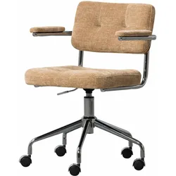 Bürostuhl Kova aus geripptem Webstoff, modern höhenverstellbar, sandfarben, bequem und drehbar