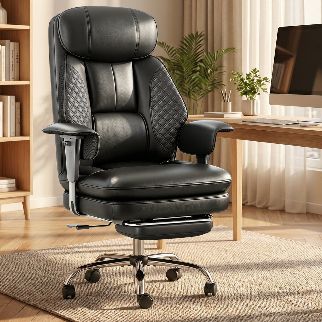 Inbox Zero Executive Chair with Headrest Black 118.87cm H X 81.53cm W X 65.02cm D