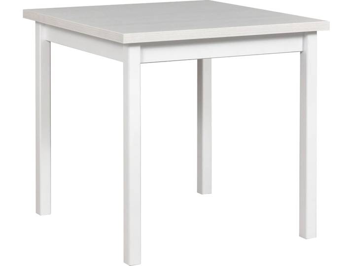 Esstisch Max 9 weiß 80x80x78 cm, Buchenholzgestell, Laminatplatte, ABS-Kante