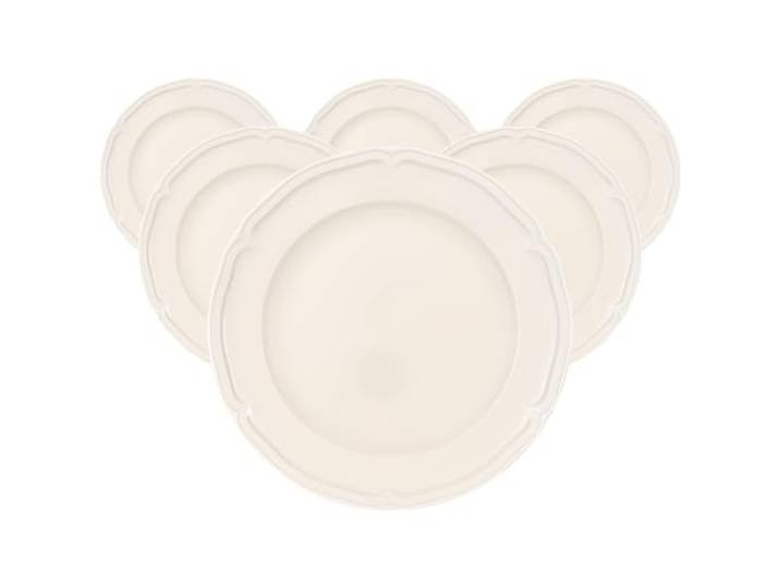 Villeroy & Boch Manoir Speiseteller 6er Set, 27 cm, Traditionelles Geschirr mit Relief, Premium Porzellan, Weiß