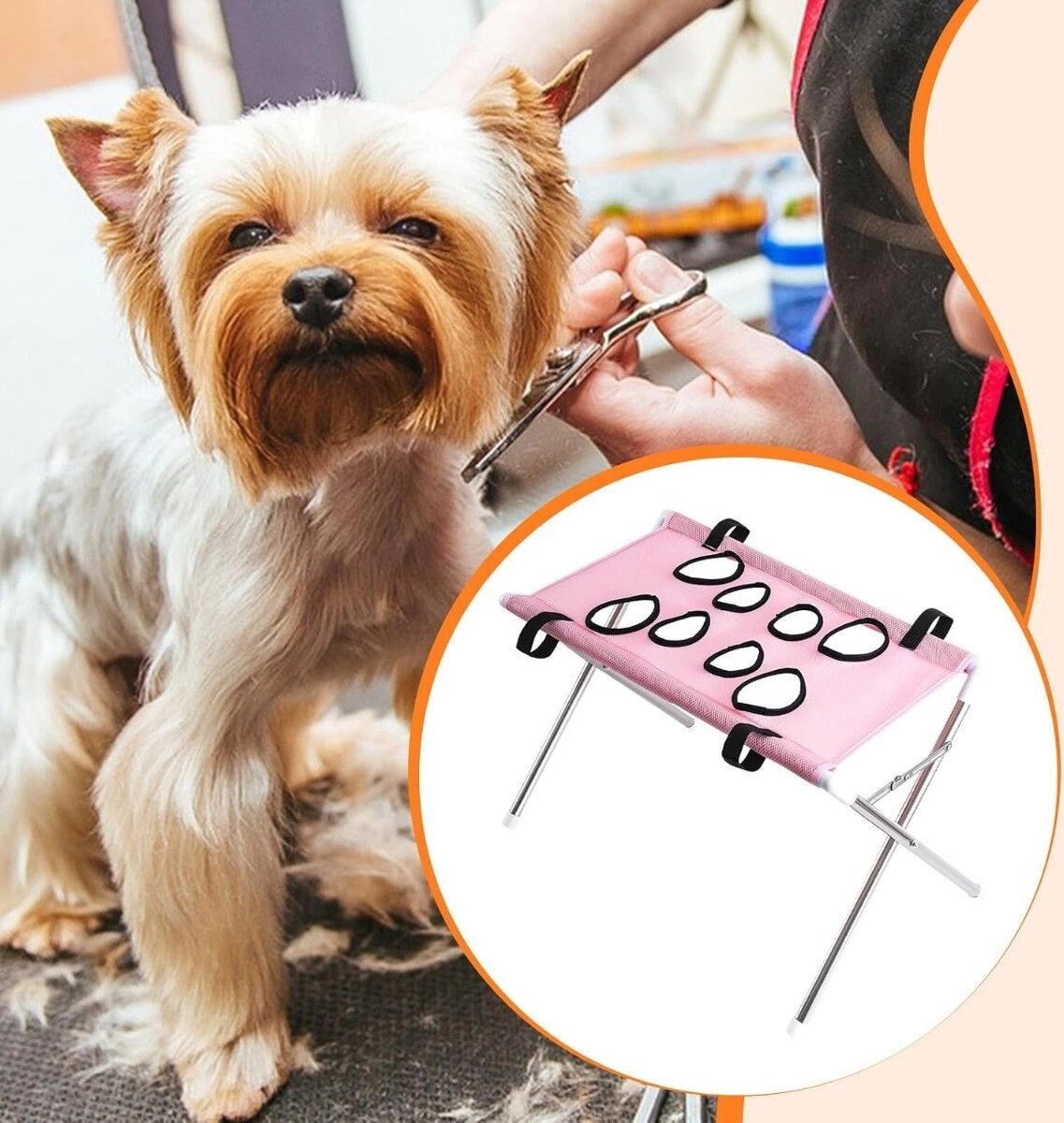 INF Pet-Badehängematte mit atmungsaktivem Mesh und Metallrahmen für kleine Hunde, Katzen, Fellpflege und Krallenschneiden